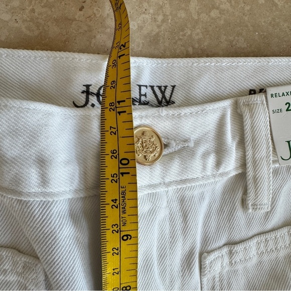 J Crew White Sailor Mid Rise Relaxed Demi Boot Jean Womens Size 27 Gold Buttons - Picture 9 of 16